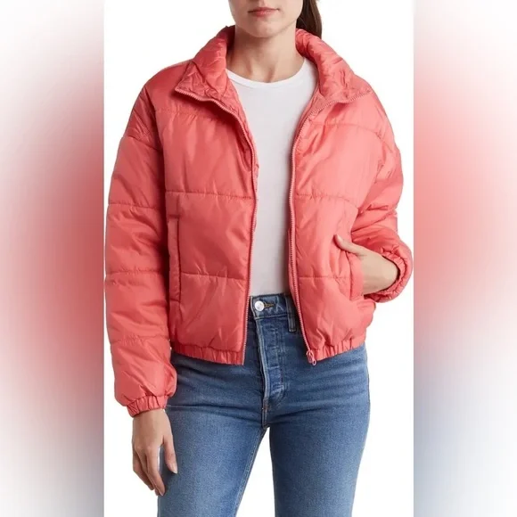 ABOUND Coral Puffer Bomber Jacket Coat - Picture 1 of 7